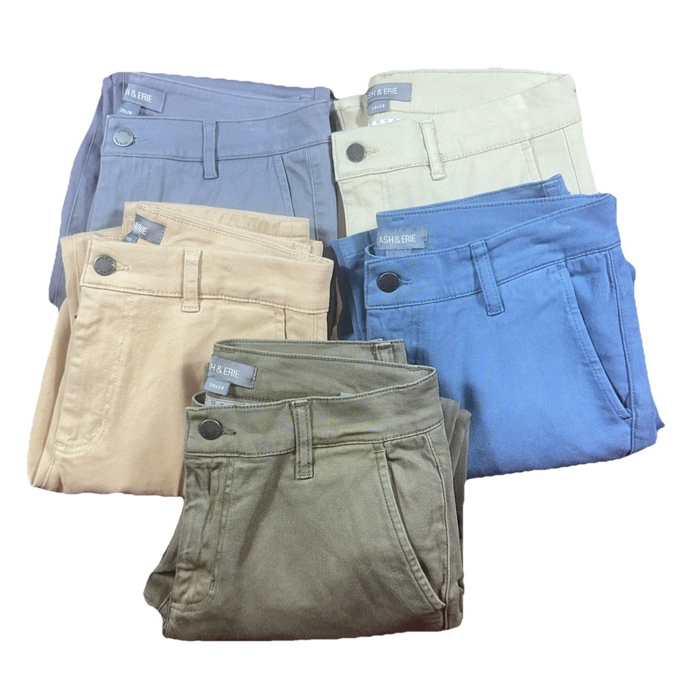 Ash & Erie Pants Mens 29x28 Chino Zip Fly Casual Pockets Preppy Lot Of 5